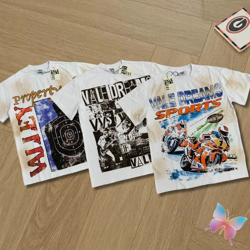25ss New Stock Vale Valley Tshirts Retro Distressed Mottled Washed Print Racing Motorcycle Men Women Cotton Short Sleeve Tops
25ss New Stock Vale Valley Tshirts Retro Distressed Mottled Washed Print Racing Motorcycle Men Women Cotton Short Sleeve Tops