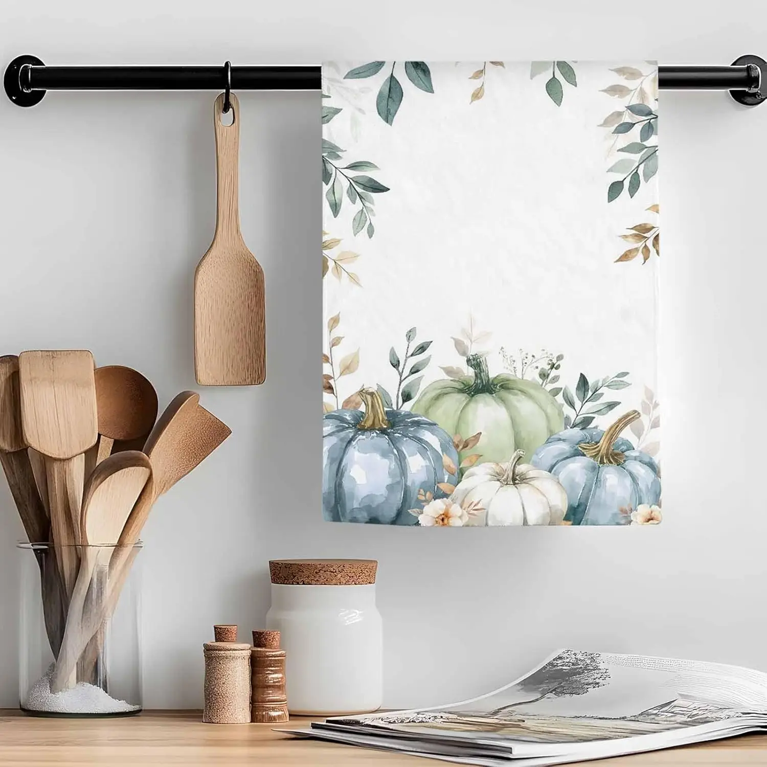 Осеннее кухонное полотенце с зеленым листом эвкалипта и тыквой на День благодарения, кухонные принадлежности, набор впитывающих полотенец для рук, кухонные принадлежности
Осеннее кухонное полотенце с зеленым листом эвкалипта и тыквой на День благодарения, кухонные принадлежности, набор впитывающих полотенец для рук, кухонные принадлежности