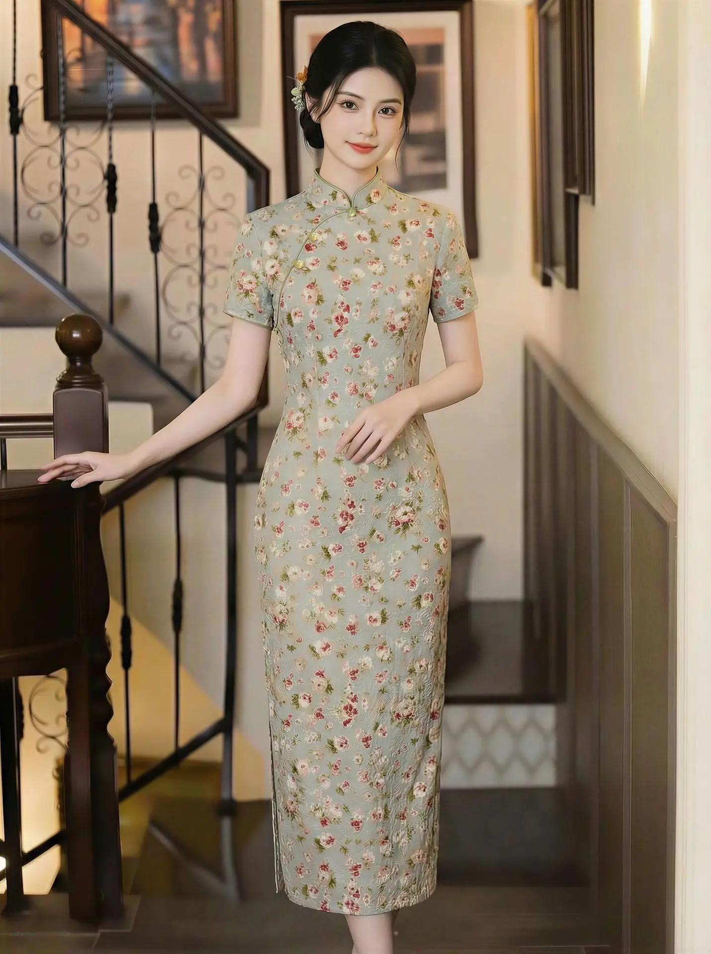 Retro Old Shanghai Style Short Sleeve Cheongsam Summer Daily Young Women's Dress Floral Qipao
Retro Old Shanghai Style Short Sleeve Cheongsam Summer Daily Young Women's Dress Floral Qipao