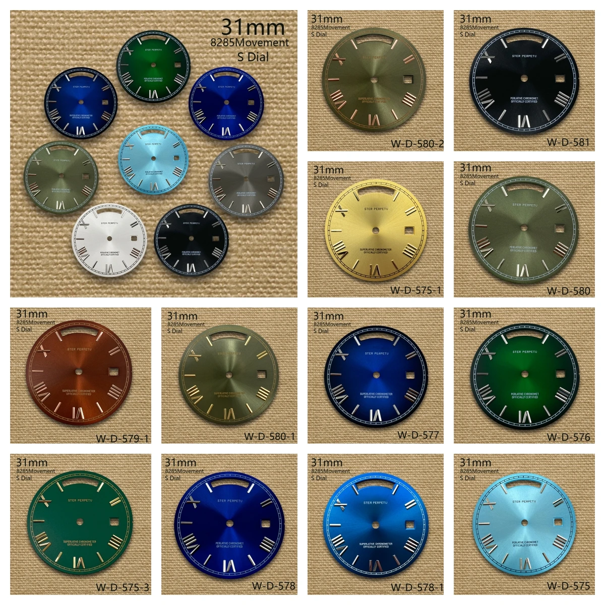 31mm S Logo Day And Date Roman Numerals Dial Fit 8285 Movement Sunray High-Quality Dial Watch Modification Accessories
31mm S Logo Day And Date Roman Numerals Dial Fit 8285 Movement Sunray High-Quality Dial Watch Modification Accessories