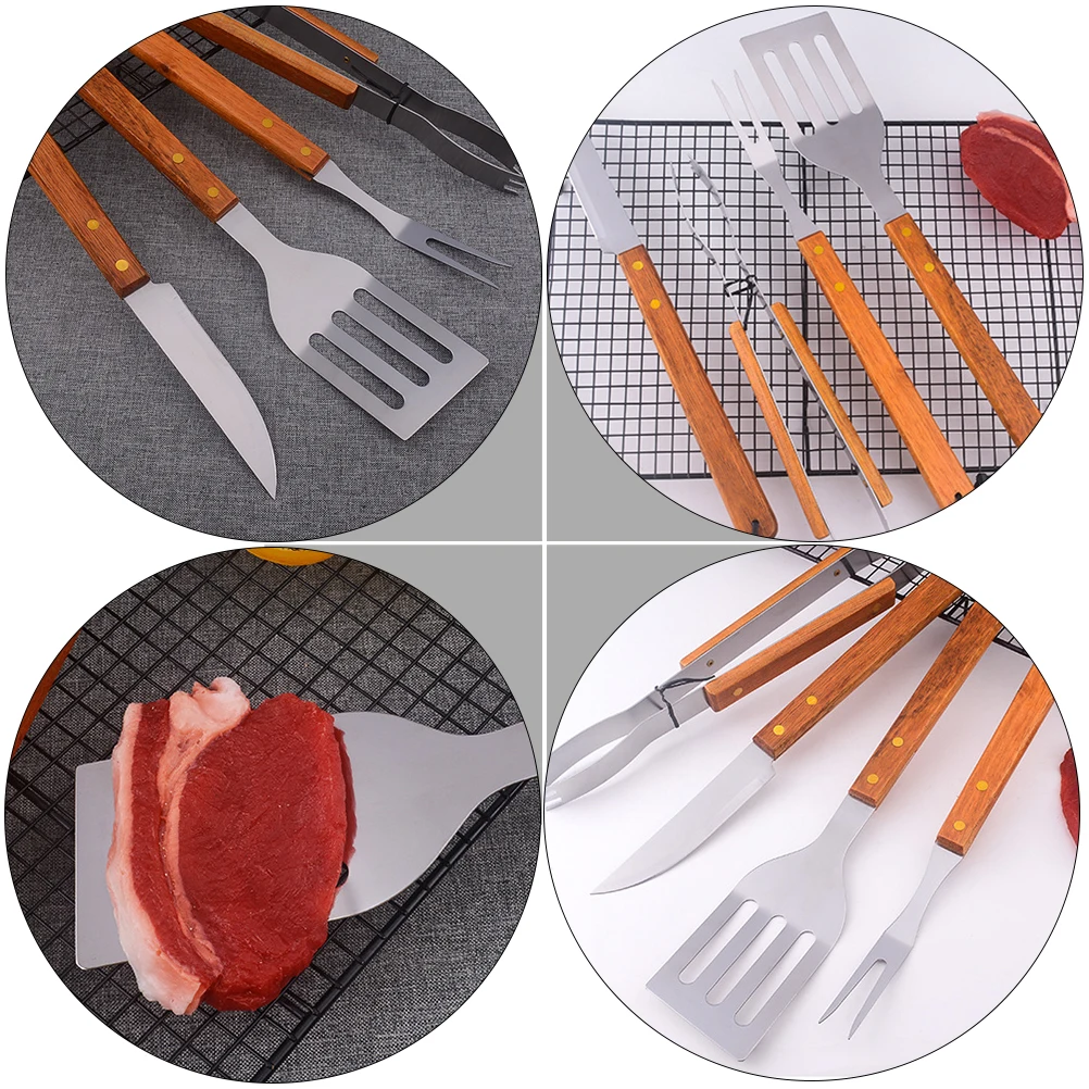Stainless Steel Barbecue Tools Durable Gifts Gourmet BBQ Camping Grill Meat Wooden H Utensils Outdoor Accessories Kitchen Bar
Stainless Steel Barbecue Tools Durable Gifts Gourmet BBQ Camping Grill Meat Wooden H Utensils Outdoor Accessories Kitchen Bar