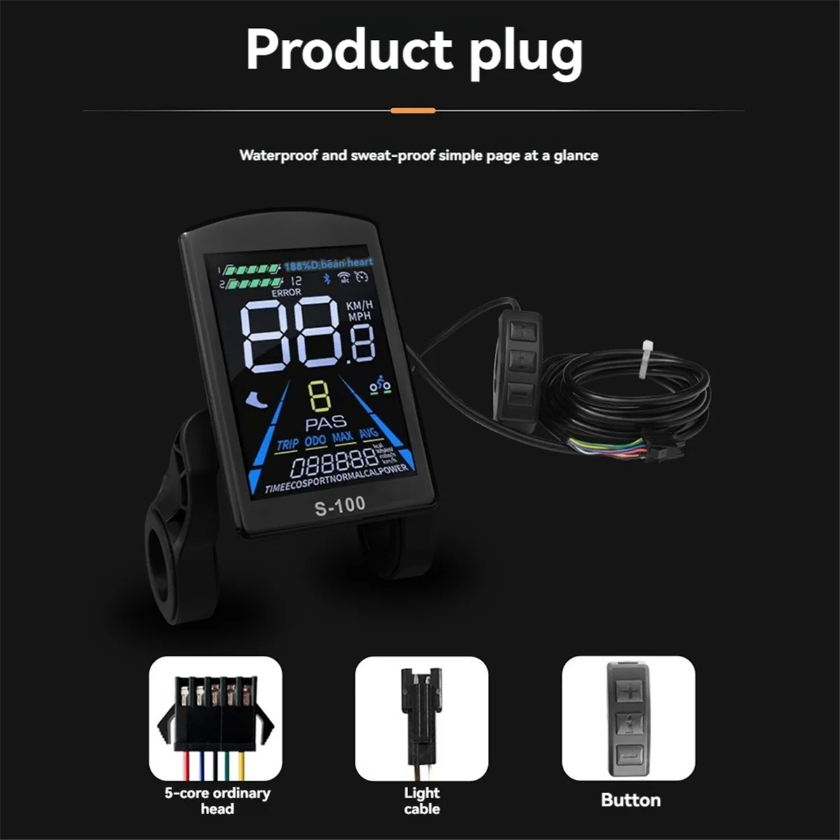 AD08_Mountain Bike Li-Ion Power Assist Modified Accessories S-100 Color LCD Gauge with Triple Mode 60A Controller Set
AD08_Mountain Bike Li-Ion Power Assist Modified Accessories S-100 Color LCD Gauge with Triple Mode 60A Controller Set