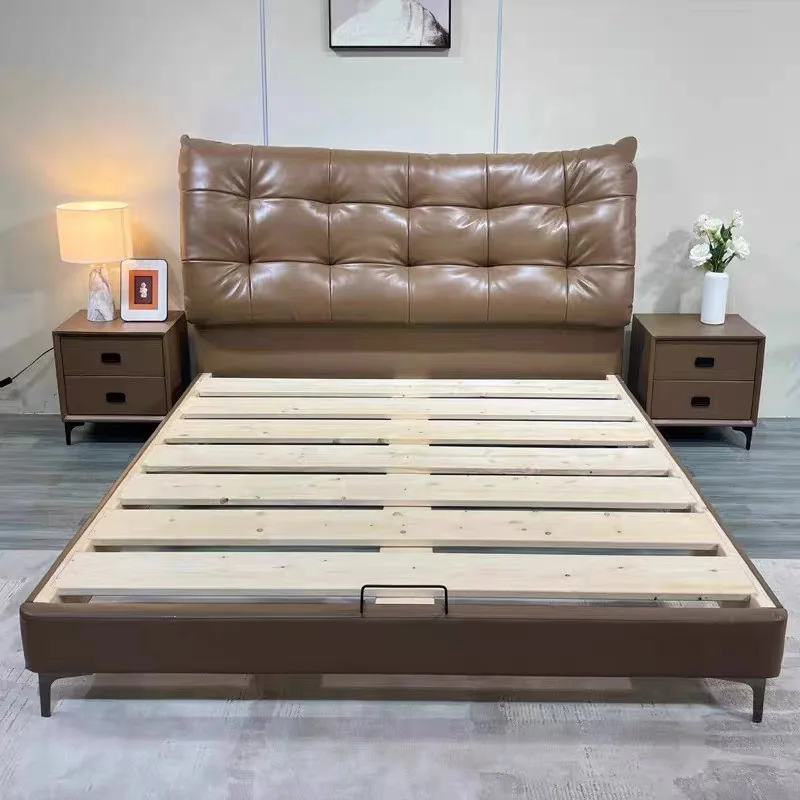 New 1.8 Meter Luxury Leather Bed for Master Bedroom Modern Simple High-End Atmosphere Soft Wooden Frame Big Black Leather Bed
New 1.8 Meter Luxury Leather Bed for Master Bedroom Modern Simple High-End Atmosphere Soft Wooden Frame Big Black Leather Bed
