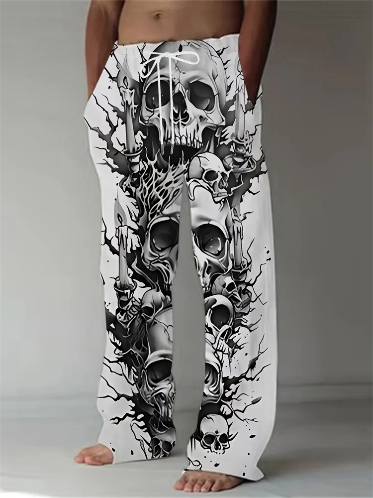 Black And White 3D Printed Skull Casual Men's Trousers, Fashionable Men's Straight-leg Pants And High-waisted Drawstring Pants
Black And White 3D Printed Skull Casual Men's Trousers, Fashionable Men's Straight-leg Pants And High-waisted Drawstring Pants