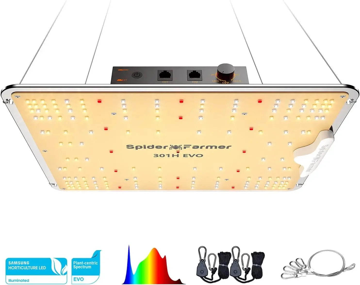 Светодиодный светильник для растений Spider Farmer SF1000 100W, диммируемый, полный спектр, с лампами Samsung LM301H EVO с высоким PPFD, Deepe
Светодиодный светильник для растений Spider Farmer SF1000 100W, диммируемый, полный спектр, с лампами Samsung LM301H EVO с высоким PPFD, Deepe