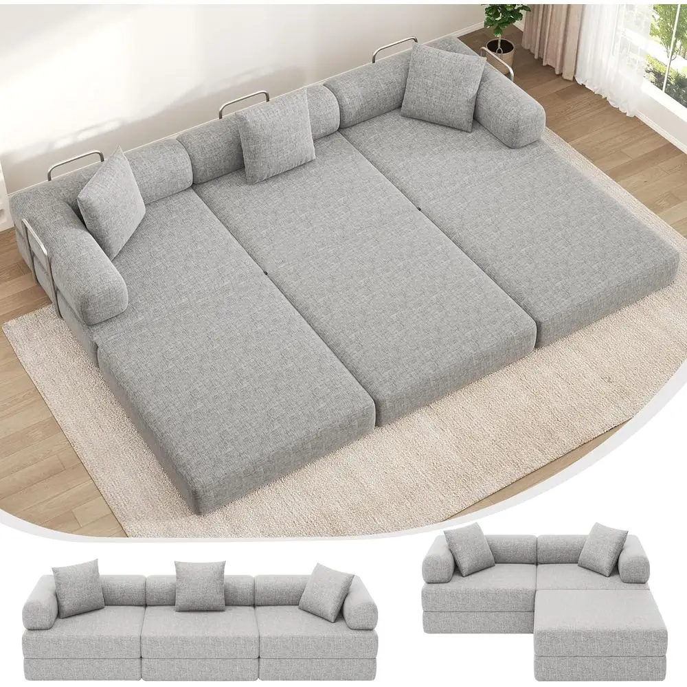 Oversized Chenille Gray Sleeper Sofa with Fixed-Shape, Sectional Couch, Living Room Ready, No Assembly Needed
Oversized Chenille Gray Sleeper Sofa with Fixed-Shape, Sectional Couch, Living Room Ready, No Assembly Needed