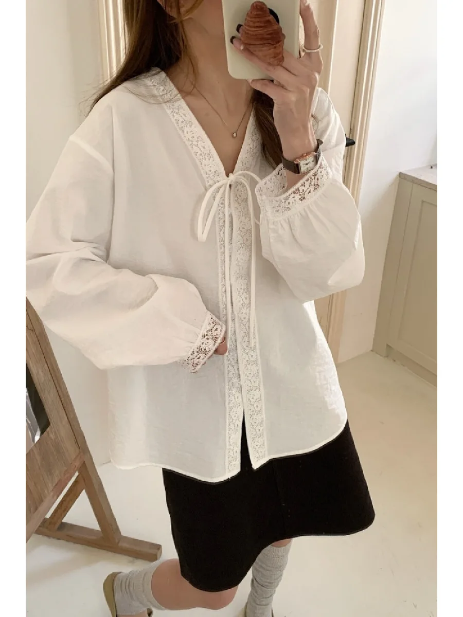Gentle Style Loose V-Neck Lace Trim Open Cardigan Spring 2026 Women's Cotton Long Sleeve Shirt Breathable Comfortable
Gentle Style Loose V-Neck Lace Trim Open Cardigan Spring 2026 Women's Cotton Long Sleeve Shirt Breathable Comfortable