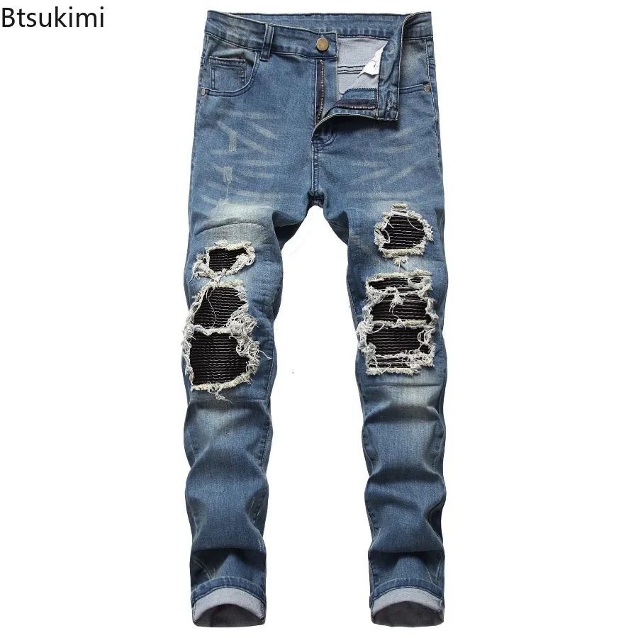 New Men's Stretchy Slim Jeans Tearing Patchwork Holes Ripped Denim Pants Elastic Waist Casual Straight Trousers Trend Streetwear
New Men's Stretchy Slim Jeans Tearing Patchwork Holes Ripped Denim Pants Elastic Waist Casual Straight Trousers Trend Streetwear