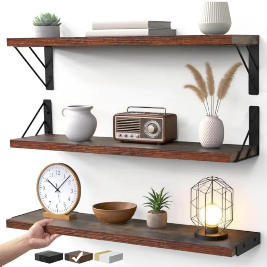 23-in Floating Wall Shelves, Rustic Wood Wall Shelves for Bedroom, Bathroom, Kitchen and Living Room, Display Shelf for Books,
23-in Floating Wall Shelves, Rustic Wood Wall Shelves for Bedroom, Bathroom, Kitchen and Living Room, Display Shelf for Books,