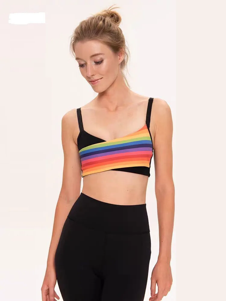 Rainbow Sexy Gathered Sports Bra And Yoga Pants Fitn Gym Set Women's No Sve Nine Points Nylon Spandex Suit
Rainbow Sexy Gathered Sports Bra And Yoga Pants Fitn Gym Set Women's No Sve Nine Points Nylon Spandex Suit
