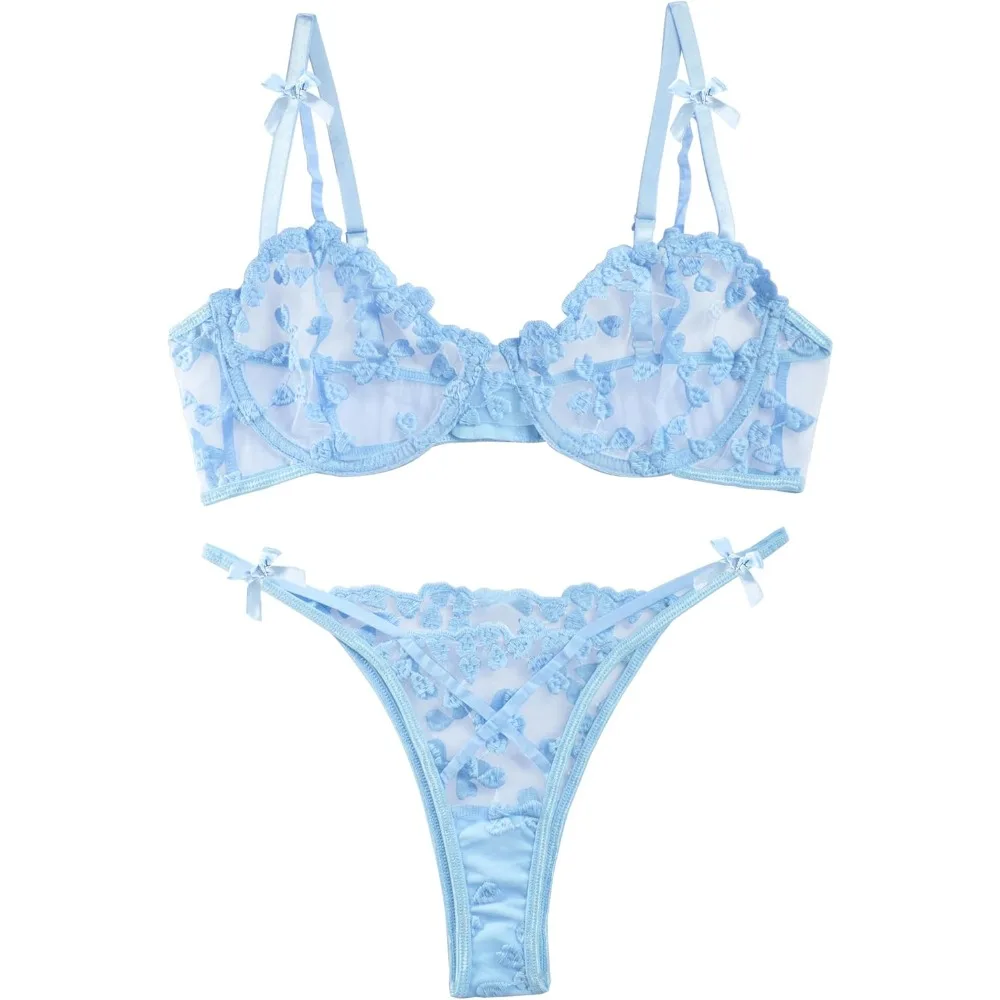 Women's Underwire Push-Up Sheer Lingerie Set – Strappy, Embroidered Mesh Bra & Panty
Women's Underwire Push-Up Sheer Lingerie Set – Strappy, Embroidered Mesh Bra & Panty