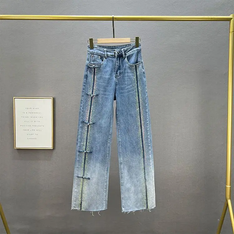 Gradient Rhinestone Embellished Flare Jeans Women 2026 Fall High Waist Slim Fit Floor Length Denim Trousers
Gradient Rhinestone Embellished Flare Jeans Women 2026 Fall High Waist Slim Fit Floor Length Denim Trousers