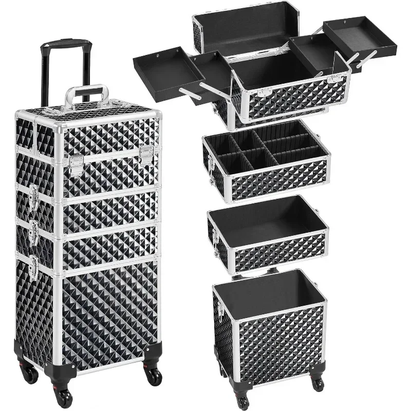 l 4 in 1 Professional Makeup Train Case Rolling Cosmetic Trolley Makeup Travel Case with 4 Detachable Removable Wheels
l 4 in 1 Professional Makeup Train Case Rolling Cosmetic Trolley Makeup Travel Case with 4 Detachable Removable Wheels