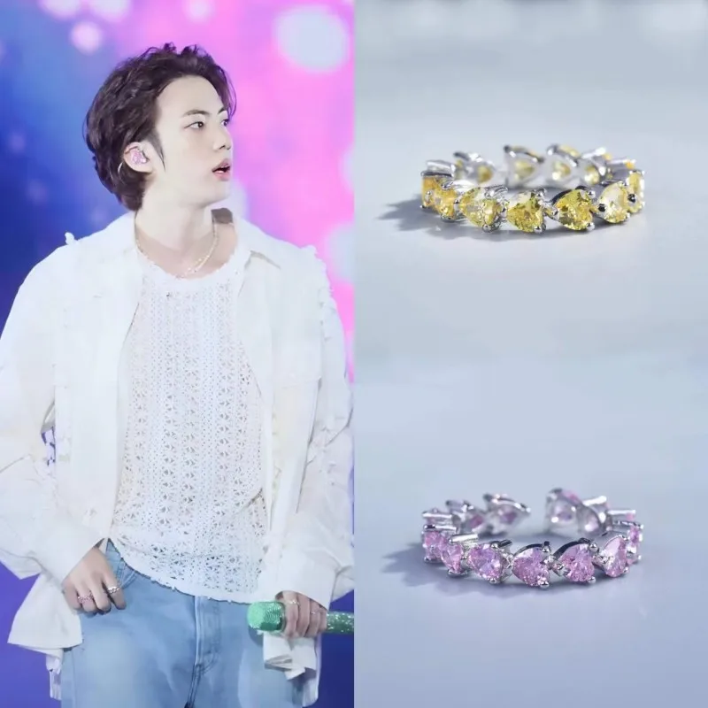 2023 Korean Wave New JIN Same Pink Yellow Zircon Love Ring INS Fashion Trend Celebrity Jewelry Women Accessories Lovers Gift
2023 Korean Wave New JIN Same Pink Yellow Zircon Love Ring INS Fashion Trend Celebrity Jewelry Women Accessories Lovers Gift