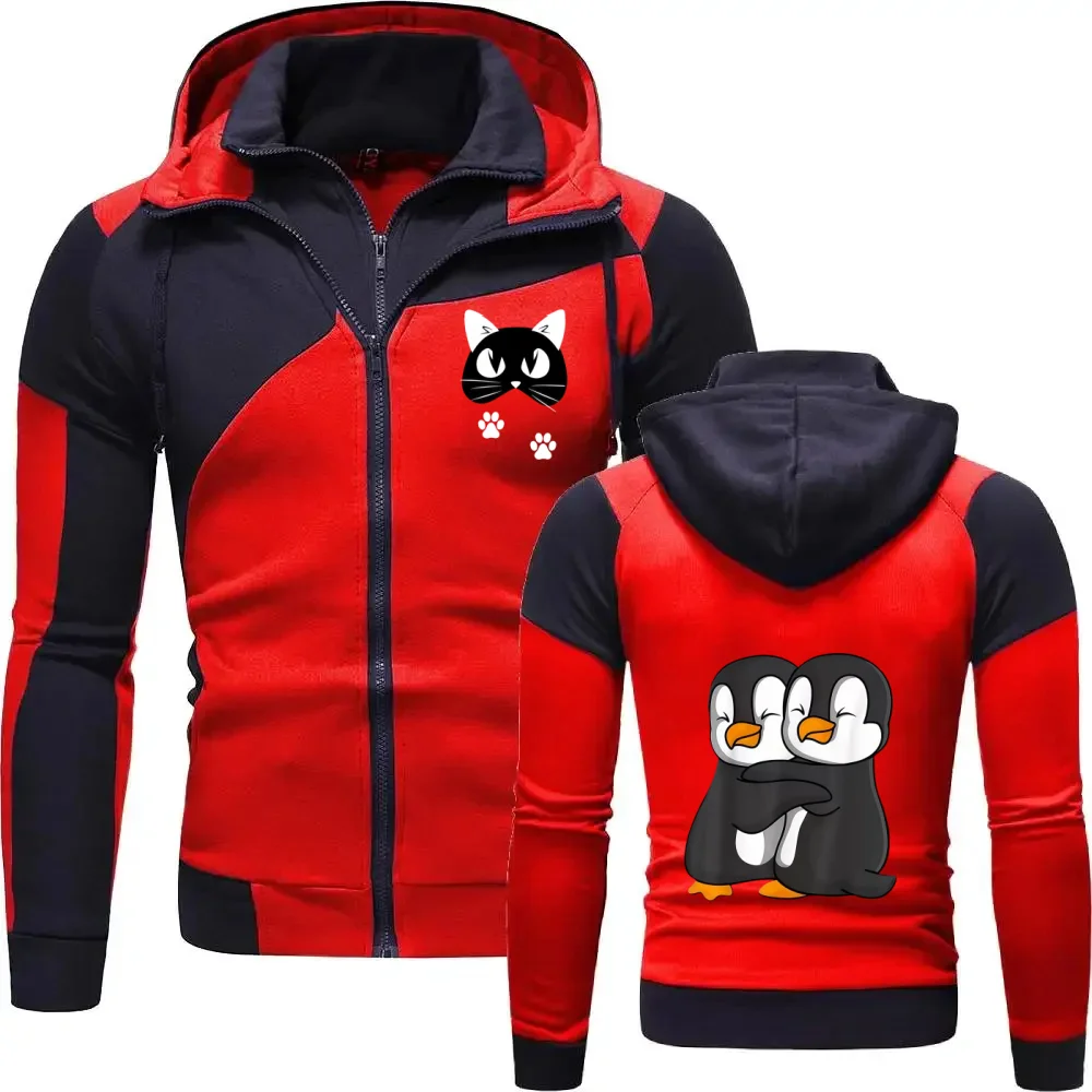 Fashion Patchwork Color Block Hoodie with Cute Penguin and Cat Print Zip Up Sweatshirt for Daily Use
Fashion Patchwork Color Block Hoodie with Cute Penguin and Cat Print Zip Up Sweatshirt for Daily Use