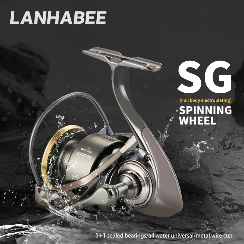 LANHABEE Spinning Reel Full Electroplating All-metal CNC 5+1 Sealed Bearings Long-distance Casting Lure Saltwater Fishing Reel
LANHABEE Spinning Reel Full Electroplating All-metal CNC 5+1 Sealed Bearings Long-distance Casting Lure Saltwater Fishing Reel