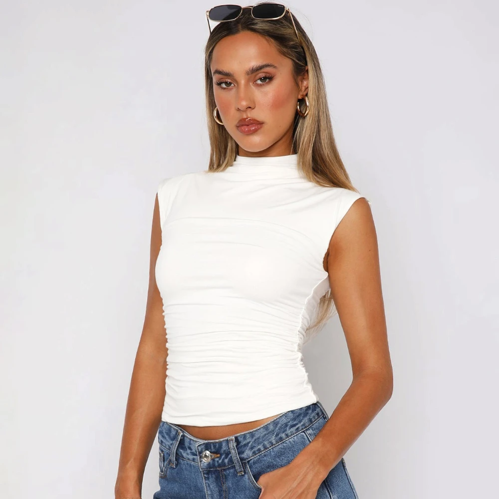 Semi-turtleneck Solid Color Pleated Slim Fit Sleeveless Simple Comfortable Top Vest Edgy Clothes Y2k Tank Top Women 민소매 티 여성
Semi-turtleneck Solid Color Pleated Slim Fit Sleeveless Simple Comfortable Top Vest Edgy Clothes Y2k Tank Top Women 민소매 티 여성