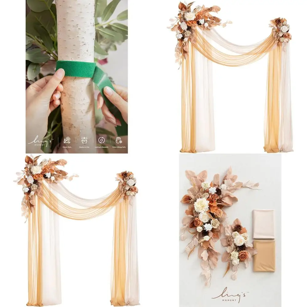 Boho Style Wedding Arch Kit with 2 Hanging Floral Arrangements and 2 Chiffon Drapes for Rustic Outdoor Ceremony Decor in Orange
Boho Style Wedding Arch Kit with 2 Hanging Floral Arrangements and 2 Chiffon Drapes for Rustic Outdoor Ceremony Decor in Orange