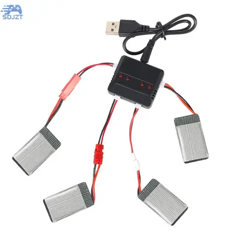 3.7V Lipo 4 In 1 USB Charger For E010 H31 X4 Syma X5SW X5C X5HW RC Boat Car Drone Helicopter Parts Accessories