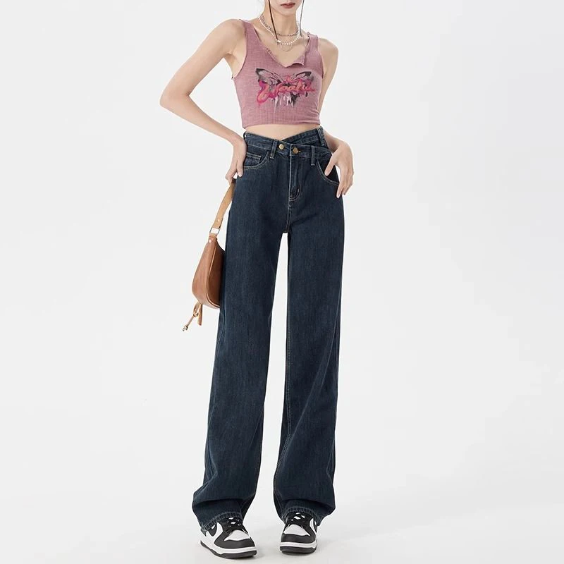 Design Sensibility Women's Straight-Leg Jeans High-Waisted Slimming Vintage Wide-Leg Dragging Pants Summer New Arrival Chic
Design Sensibility Women's Straight-Leg Jeans High-Waisted Slimming Vintage Wide-Leg Dragging Pants Summer New Arrival Chic