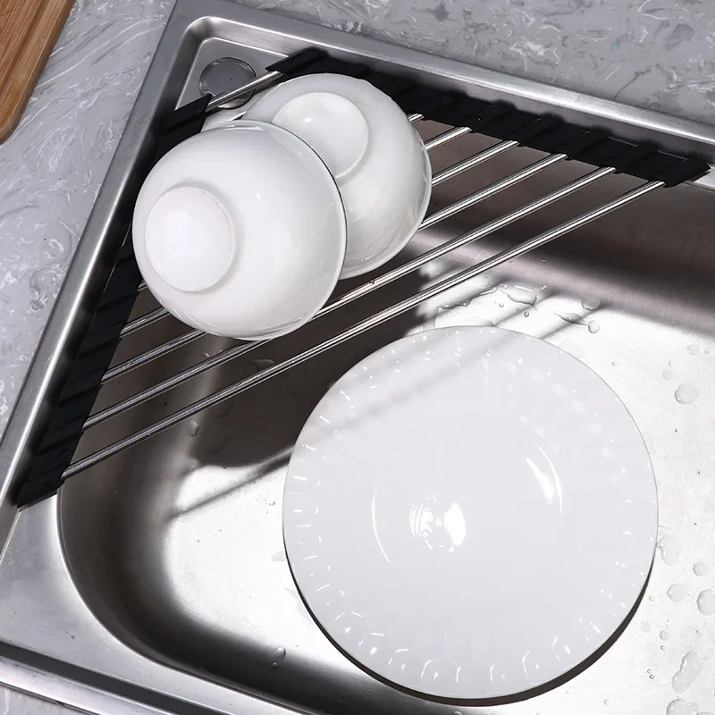 Roll Up Triangle Dish Drying Rack Kitchen Sink Organizer Corner Over the Sink Sponge Rag Holder Foldable Stainless Steel Drainer
Roll Up Triangle Dish Drying Rack Kitchen Sink Organizer Corner Over the Sink Sponge Rag Holder Foldable Stainless Steel Drainer