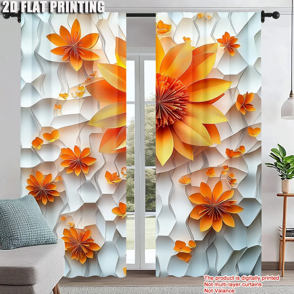 2Pcs Glam Style Curtain Panels Orange Red Floral Print With Hexagon Background Machine Washable Polyester Decorative Drapes_ai13
2Pcs Glam Style Curtain Panels Orange Red Floral Print With Hexagon Background Machine Washable Polyester Decorative Drapes_ai13