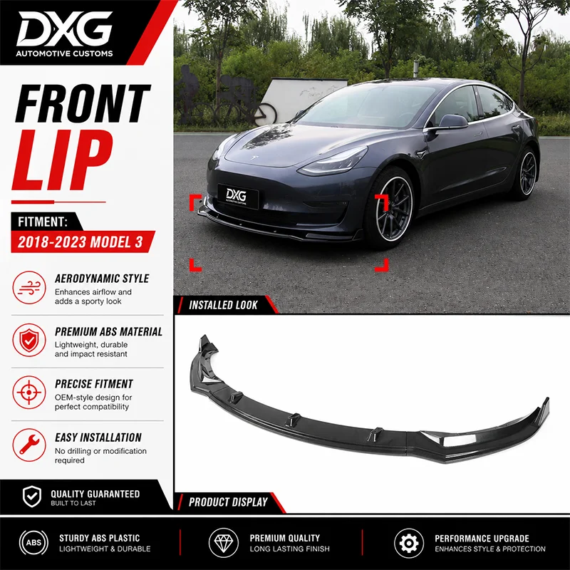 Gloss Black Front Bumper Lip Splitter Spoiler for Tesla Model 3 2017-2023 Automobile Air-Duct Styling Accessory
Gloss Black Front Bumper Lip Splitter Spoiler for Tesla Model 3 2017-2023 Automobile Air-Duct Styling Accessory