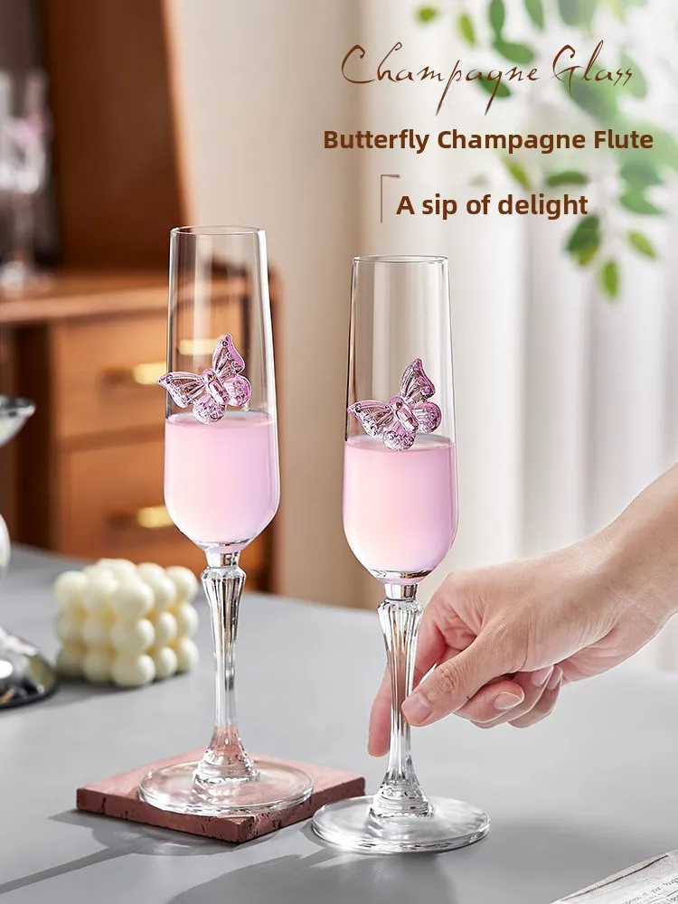 Elegant Crystal Champagne Glasses with Carved Butterflies Engagement Gift Red Wine Glasses High Footed Drinkware Set of Two
Elegant Crystal Champagne Glasses with Carved Butterflies Engagement Gift Red Wine Glasses High Footed Drinkware Set of Two