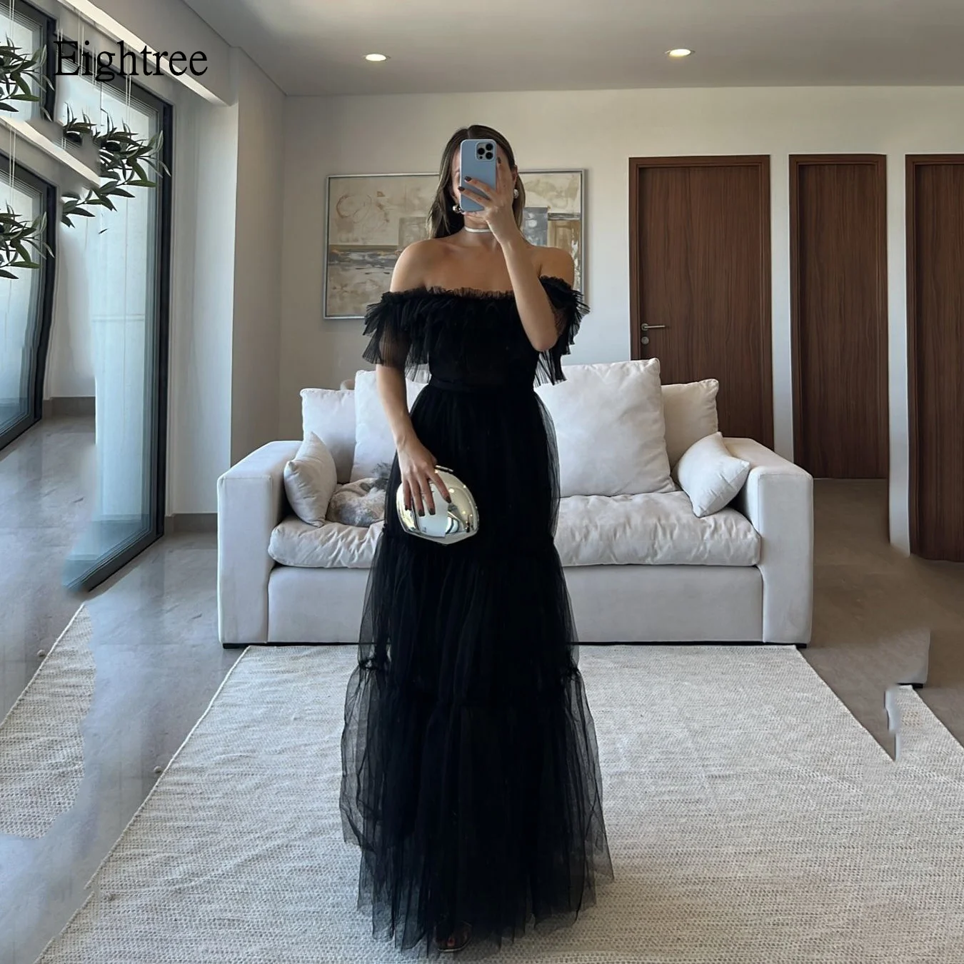 Eightree Black Beach Prom Dresses Off The Shoulder Party Gowns Tulle Floor Length Formal Occasion Long Dress Gown Customized
Eightree Black Beach Prom Dresses Off The Shoulder Party Gowns Tulle Floor Length Formal Occasion Long Dress Gown Customized