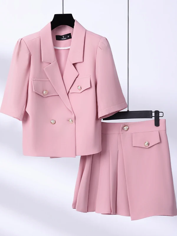 Elegant Short Business Suit Set Women's Summer Commute Blouse And Pleated Skirt Two Piece Set Fashionable And Professional
Elegant Short Business Suit Set Women's Summer Commute Blouse And Pleated Skirt Two Piece Set Fashionable And Professional