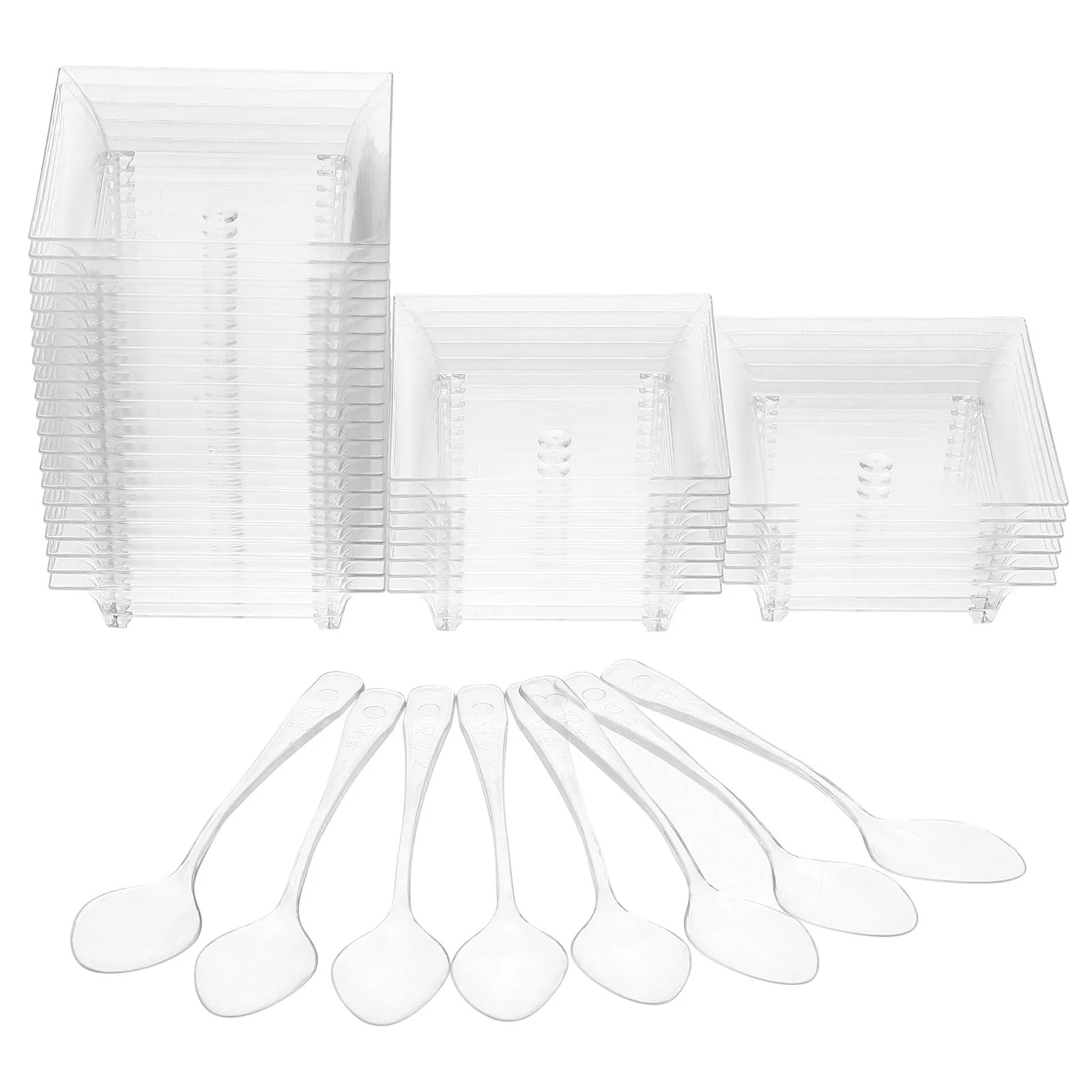 100Pcs Mini Dessert Bowls with Spoons Square Party Trays for Cheesecake Cupcakes Birthday Wedding Snacks 6.2x4.5x1.6cm
100Pcs Mini Dessert Bowls with Spoons Square Party Trays for Cheesecake Cupcakes Birthday Wedding Snacks 6.2x4.5x1.6cm