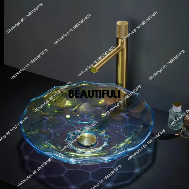 Nordic bathroom glass art basin crystal transparent tabletop basin wash basin
Nordic bathroom glass art basin crystal transparent tabletop basin wash basin