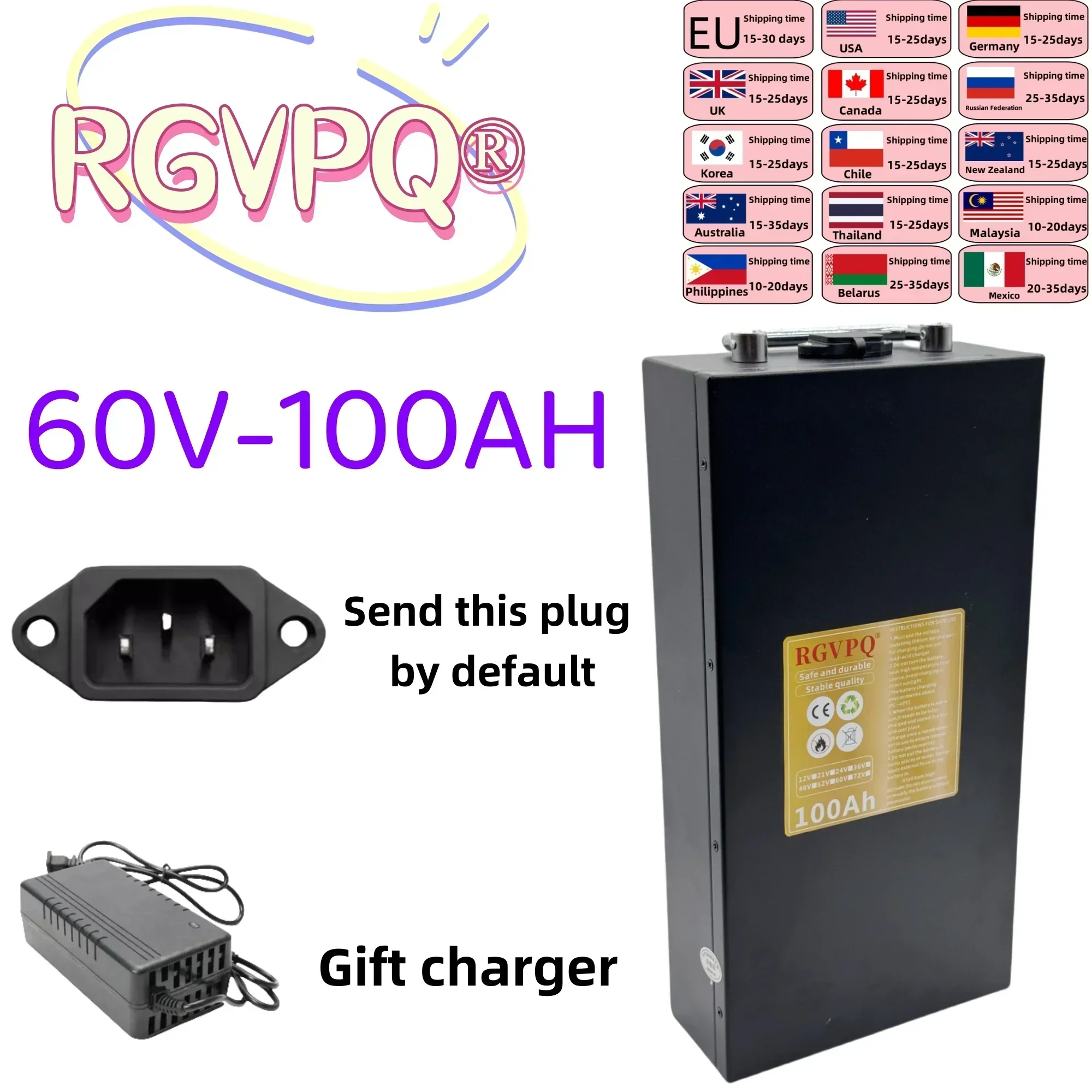 Air fast transportation,60V100AH,Send within 24 hours,18650 lithium battery,Lithium battery pack,Suitable for motors below 3000W
Air fast transportation,60V100AH,Send within 24 hours,18650 lithium battery,Lithium battery pack,Suitable for motors below 3000W