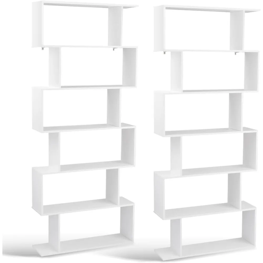 6-Tier Geometric Bookcase, Modern S-Shaped Storage Display Bookshelf for Living Room, Anti-Toppling Device, Home Office
6-Tier Geometric Bookcase, Modern S-Shaped Storage Display Bookshelf for Living Room, Anti-Toppling Device, Home Office