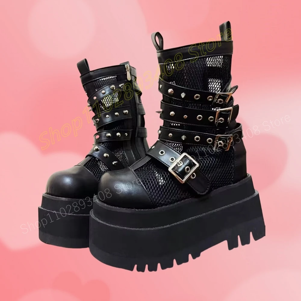Punk Style Buckle Belt Fishnet Hollow Ankle Boots Breathable Thick Soled Punk Style Fashion Women Shoes 2024 Zapatos Para Mujere
Punk Style Buckle Belt Fishnet Hollow Ankle Boots Breathable Thick Soled Punk Style Fashion Women Shoes 2024 Zapatos Para Mujere