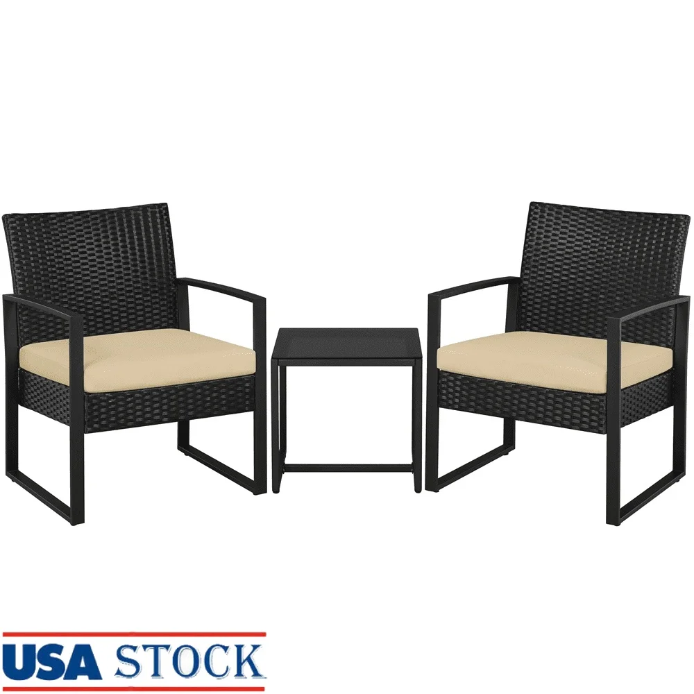 Outdoor Bistro Furniture Set Rattan Chairs with Cushions Coffee Table Steel Frame Weatherproof Patio Balcony Garden Dining
Outdoor Bistro Furniture Set Rattan Chairs with Cushions Coffee Table Steel Frame Weatherproof Patio Balcony Garden Dining