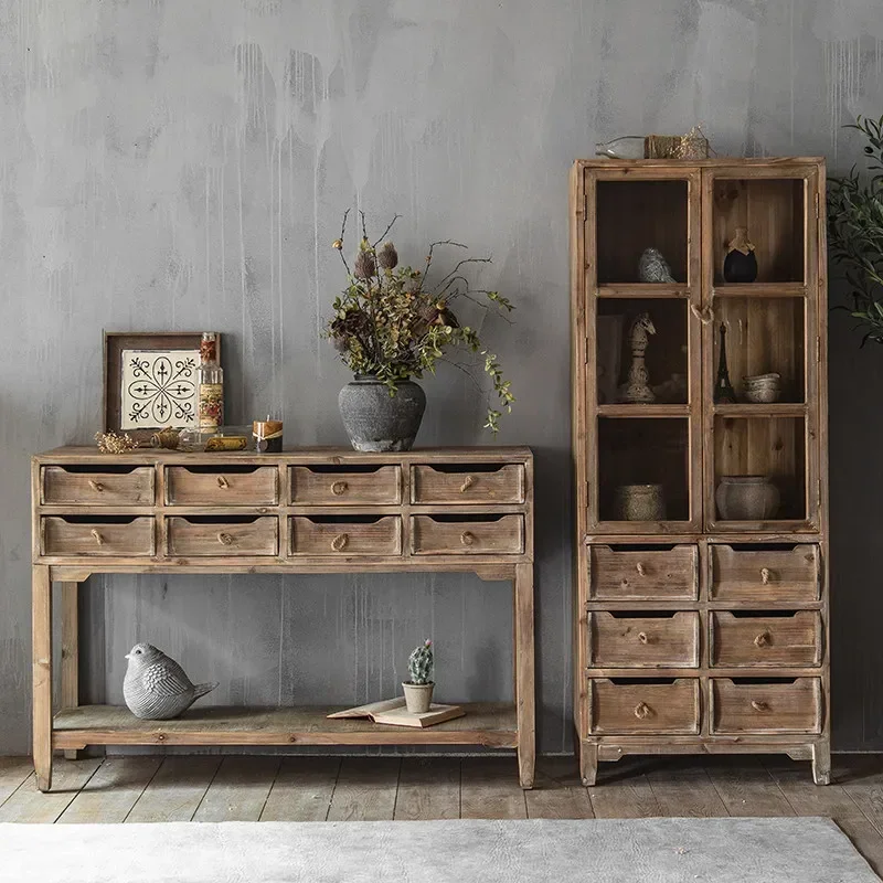 Retro solid wood old locker industrial windshield dining side table wine cabinet against the wall entrance table
Retro solid wood old locker industrial windshield dining side table wine cabinet against the wall entrance table
