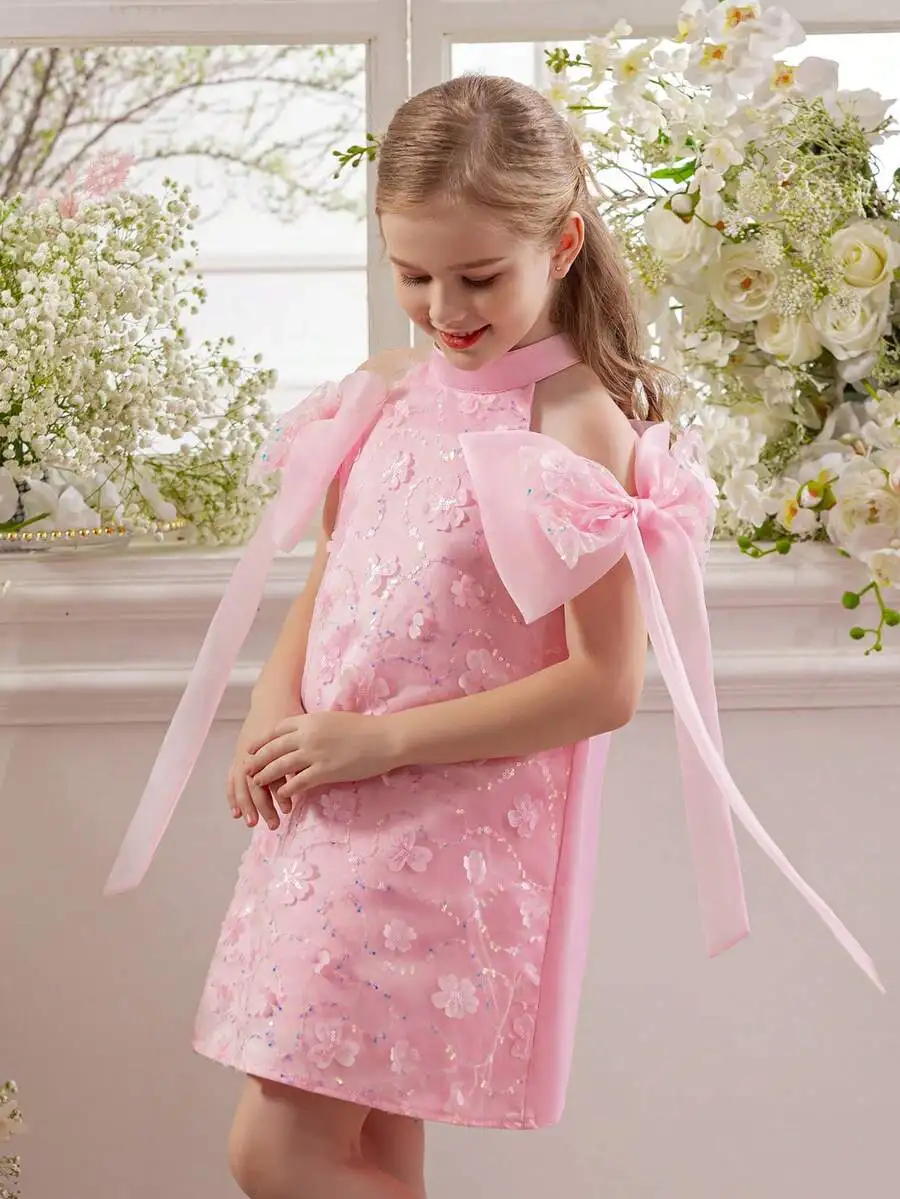 Pink Floral Embroidered Bowknot Off Shoulder Evening Dress For Formal Party
Pink Floral Embroidered Bowknot Off Shoulder Evening Dress For Formal Party