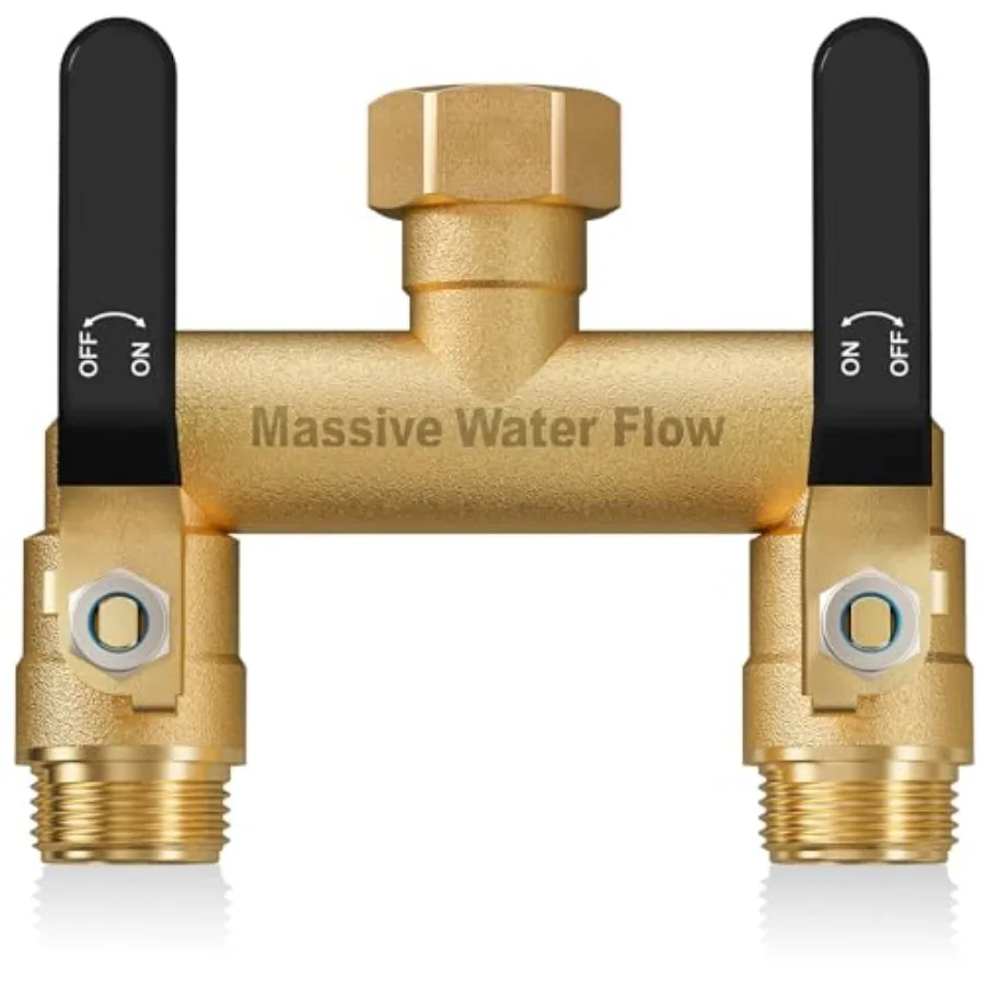 Hose Splitter 2 Way Heavy Duty, Full Flow Garden Hose Splitter with 2 Long Metal Handles, Brass Rust and Freeze Resistant Water
Hose Splitter 2 Way Heavy Duty, Full Flow Garden Hose Splitter with 2 Long Metal Handles, Brass Rust and Freeze Resistant Water