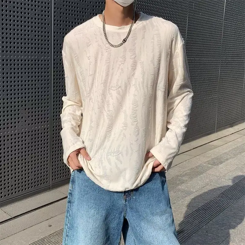 Korean INS Niche Design Men Clothing Round Neck Hole T-shirt Men and Women Long Sleeve Retro Loose Casual Drape Mens T Shirts
Korean INS Niche Design Men Clothing Round Neck Hole T-shirt Men and Women Long Sleeve Retro Loose Casual Drape Mens T Shirts