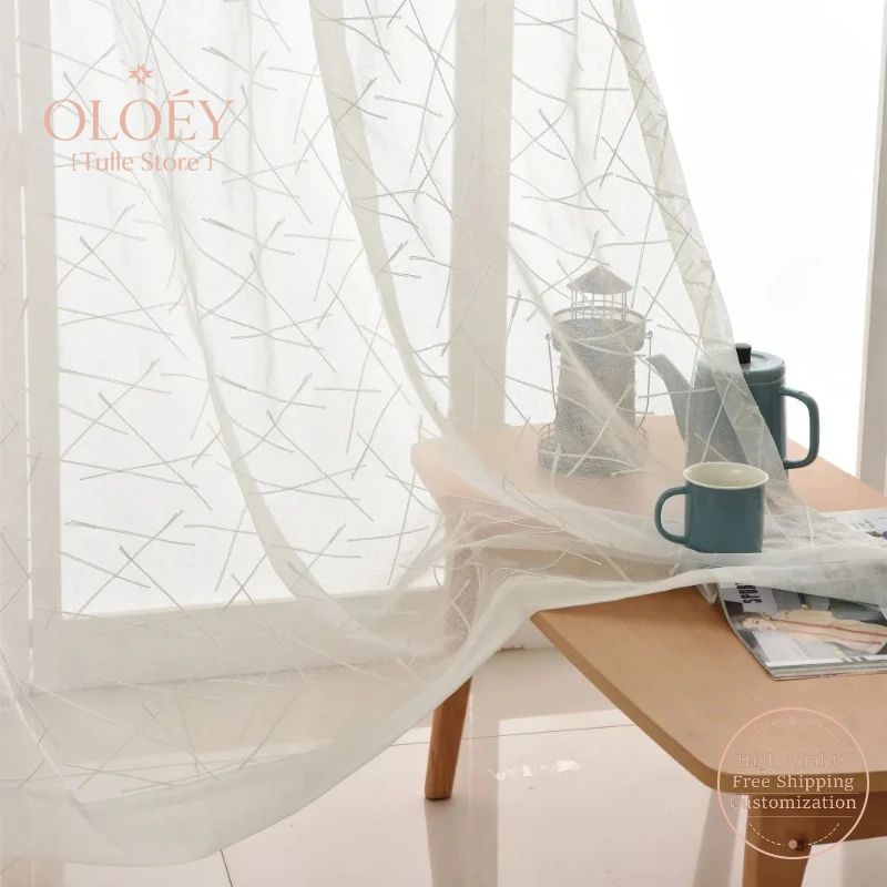 Simple White Embroidery Tulle Modern Geometry Window Drapes Custom Size Voile Sheer Curtains for Bedroom Living Room Blind Decor
Simple White Embroidery Tulle Modern Geometry Window Drapes Custom Size Voile Sheer Curtains for Bedroom Living Room Blind Decor