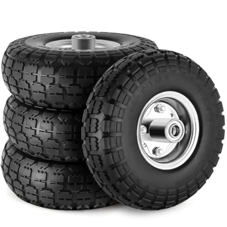 4 Pcs " Tire and Wheel Flat Free 10 Inch Solid Rubber Tires with 5/8" Axle Bore Hole 2.2" Offset Hub for Hand Truck Wheelbarrow
4 Pcs " Tire and Wheel Flat Free 10 Inch Solid Rubber Tires with 5/8" Axle Bore Hole 2.2" Offset Hub for Hand Truck Wheelbarrow