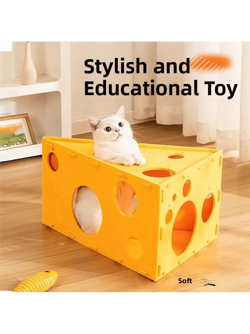 Self Entertaining Scratching Board with Hole Cheese Pattern Upper Lower Layers Non Shedding Toy And Nest
Self Entertaining Scratching Board with Hole Cheese Pattern Upper Lower Layers Non Shedding Toy And Nest