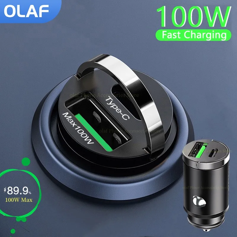 Olaf 100W Mini USB Car Charger Dual Ports PD QC3.0 Type C Fast Charger For iPhone Samsung Xiaomi Phone Charger Adapter in Car
Olaf 100W Mini USB Car Charger Dual Ports PD QC3.0 Type C Fast Charger For iPhone Samsung Xiaomi Phone Charger Adapter in Car