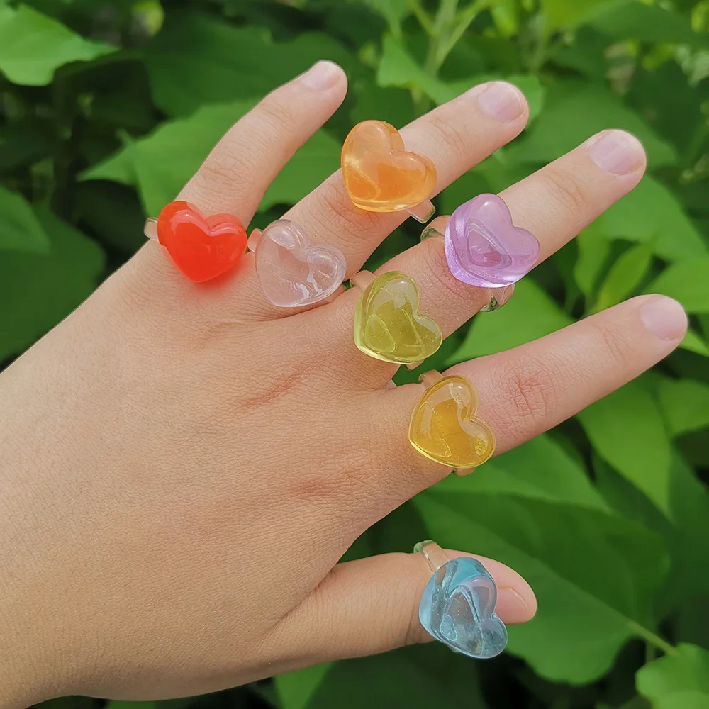 New Cute Sweet Geometric Heart Rainbow Colorful Transparent Resin Acrylic Ring For Women Girls Summer Party Chic Jewelry Gifts
New Cute Sweet Geometric Heart Rainbow Colorful Transparent Resin Acrylic Ring For Women Girls Summer Party Chic Jewelry Gifts