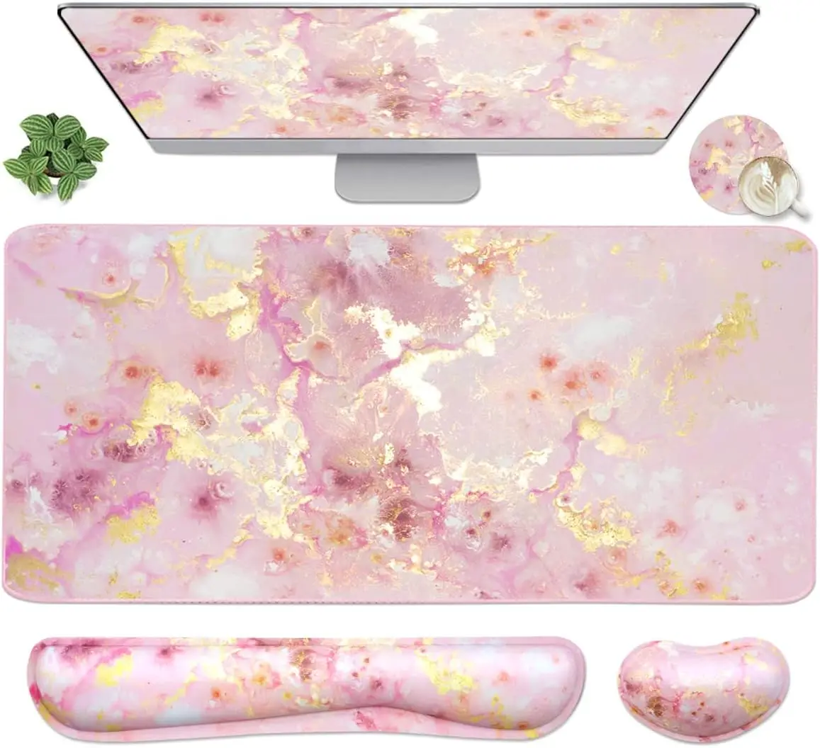 Large Gaming Mouse Pad Set with Keyboard Wrist Rest, Extended Desk Mat Waterproof for Home Office Study, Pink Gold Marble
Large Gaming Mouse Pad Set with Keyboard Wrist Rest, Extended Desk Mat Waterproof for Home Office Study, Pink Gold Marble