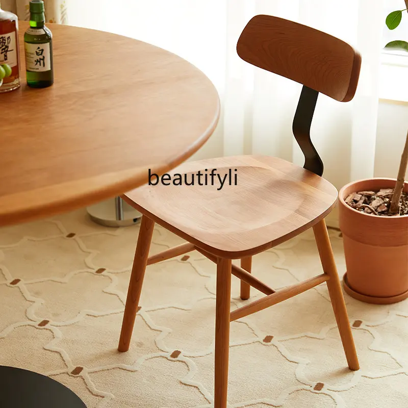 Solid Wood Dining Chair Cherrywood Nordic Living Room Home Armchair Desk Chair Japanese Retro Log Style Iron Chair furniture
Solid Wood Dining Chair Cherrywood Nordic Living Room Home Armchair Desk Chair Japanese Retro Log Style Iron Chair furniture