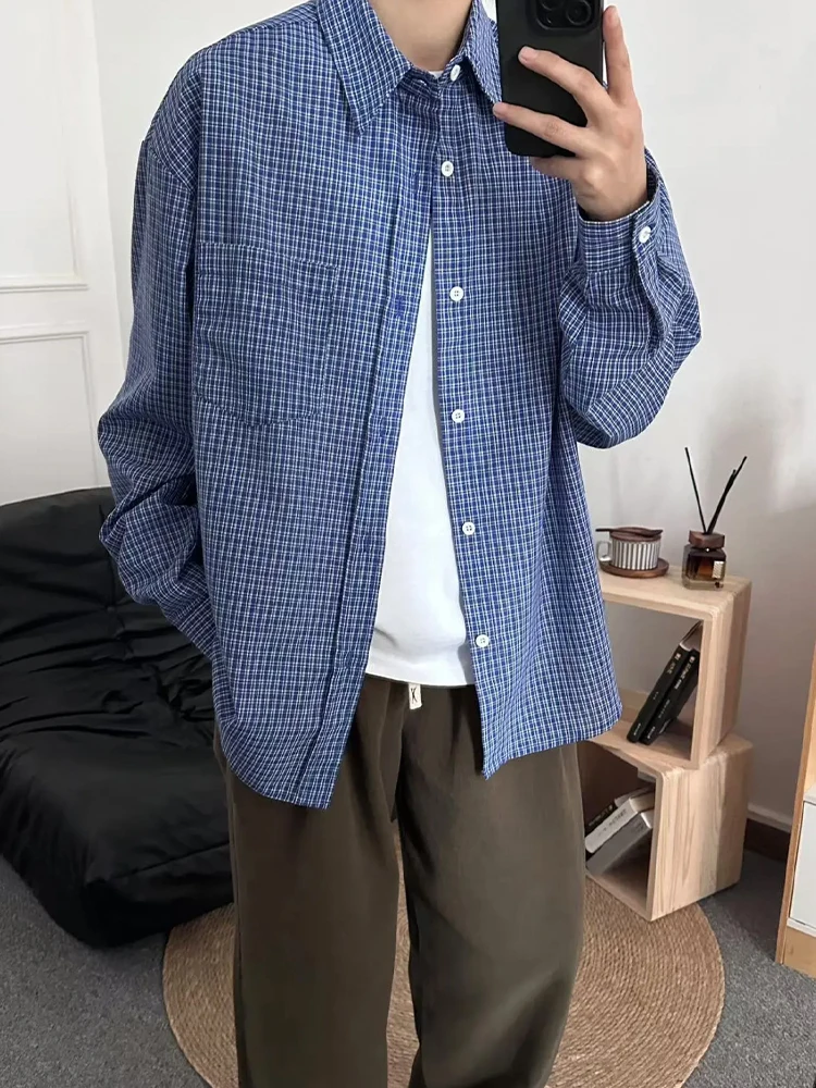 Blue Plaid Long Sleeve Men's Shirt American Style Cleanfit Outerwear Spring Autumn Loose Fit Trendy Youth Popular Sun Protection
Blue Plaid Long Sleeve Men's Shirt American Style Cleanfit Outerwear Spring Autumn Loose Fit Trendy Youth Popular Sun Protection