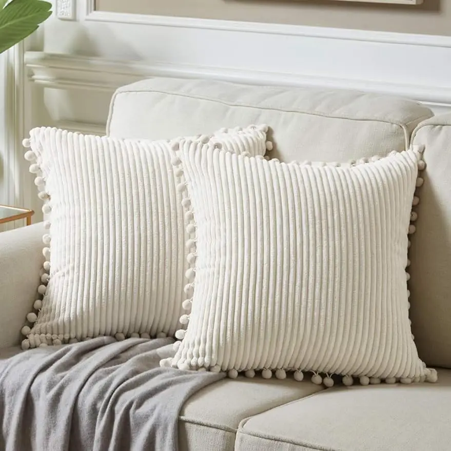 Corduroy Striped Cushion Cover with Pom Pom Solid Boho Throw Pillow Case Decorative Pillows for Sofa Bed Beige Lumbar Cushion
Corduroy Striped Cushion Cover with Pom Pom Solid Boho Throw Pillow Case Decorative Pillows for Sofa Bed Beige Lumbar Cushion