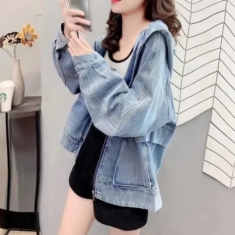 Korean Fashion Streetwear Hooded Sweatshirts Casual Patchwork Pocket Denim Long Sleeve Zip Up Hoodie Jean Jacket for Women Cloth
Korean Fashion Streetwear Hooded Sweatshirts Casual Patchwork Pocket Denim Long Sleeve Zip Up Hoodie Jean Jacket for Women Cloth